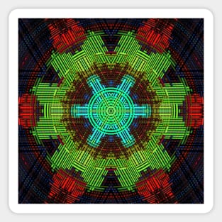 Weave Mandala Green Red and Blue Sticker